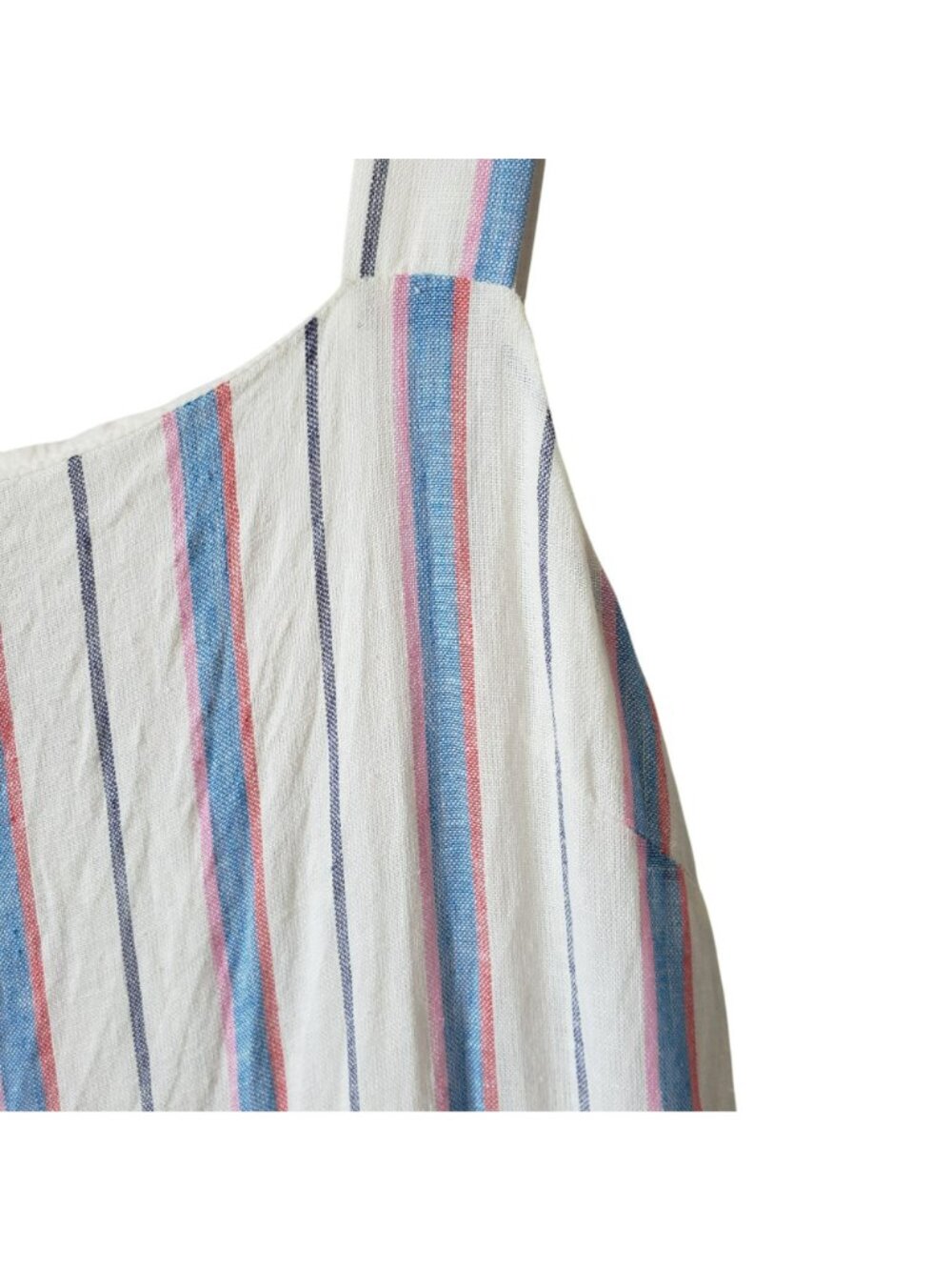 Rails Sandy Tahiti Stripe Linen Tiered Ruffle Mini Dress White Blue Pink Coastal - Picture 4 of 10